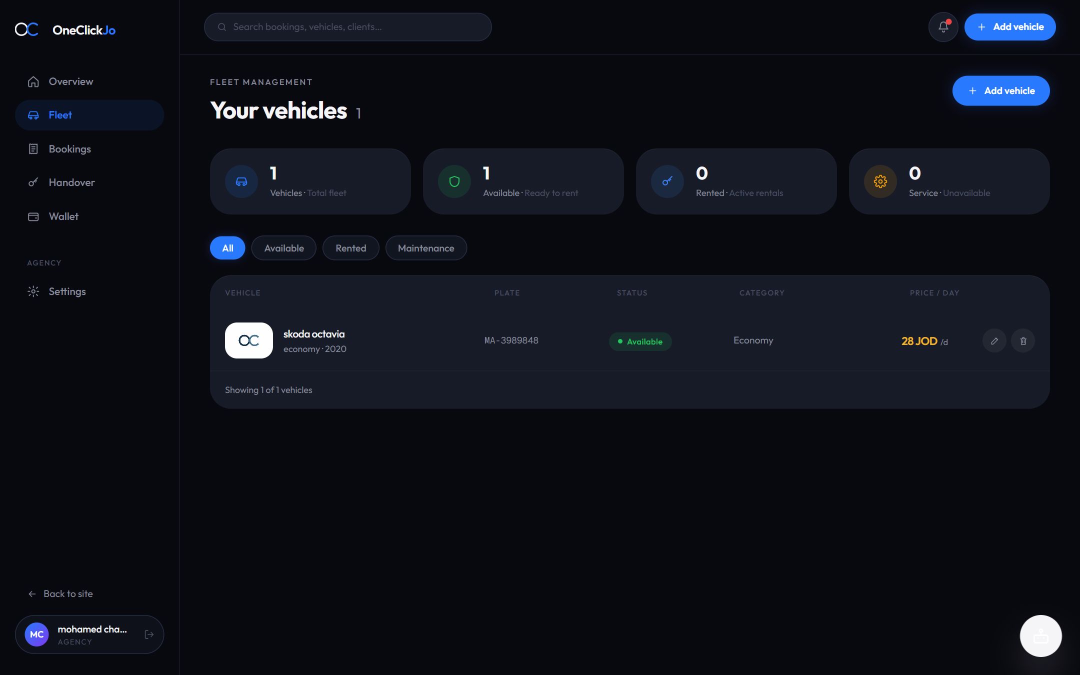 OneClickJo — Agency fleet management