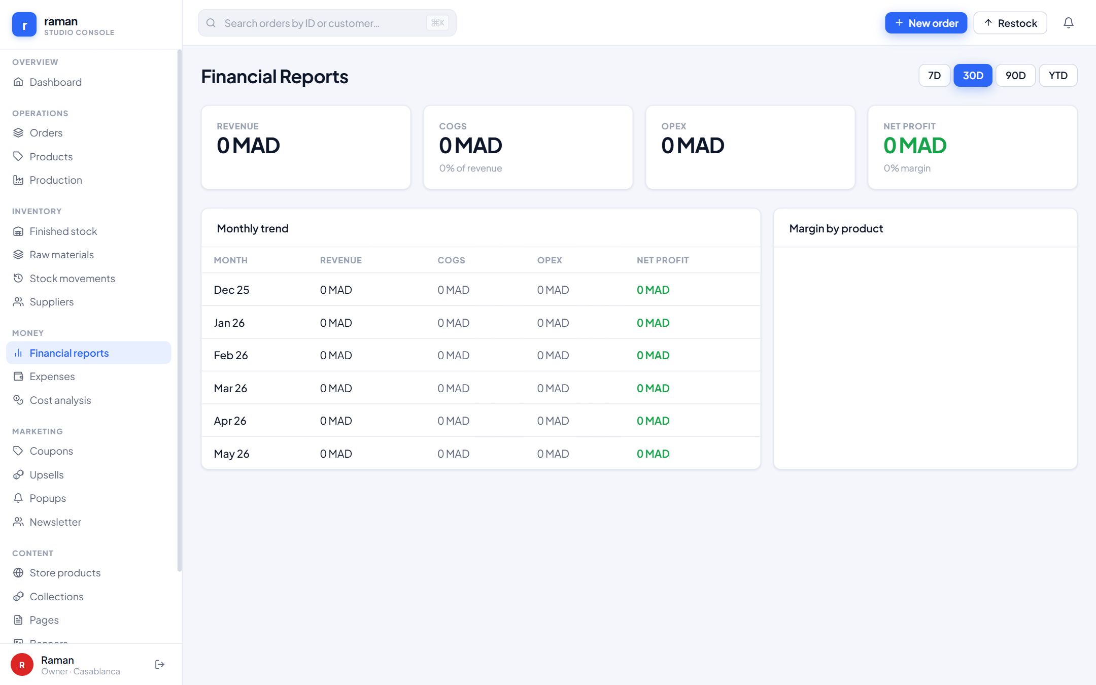 Raman — Financial reports & margins