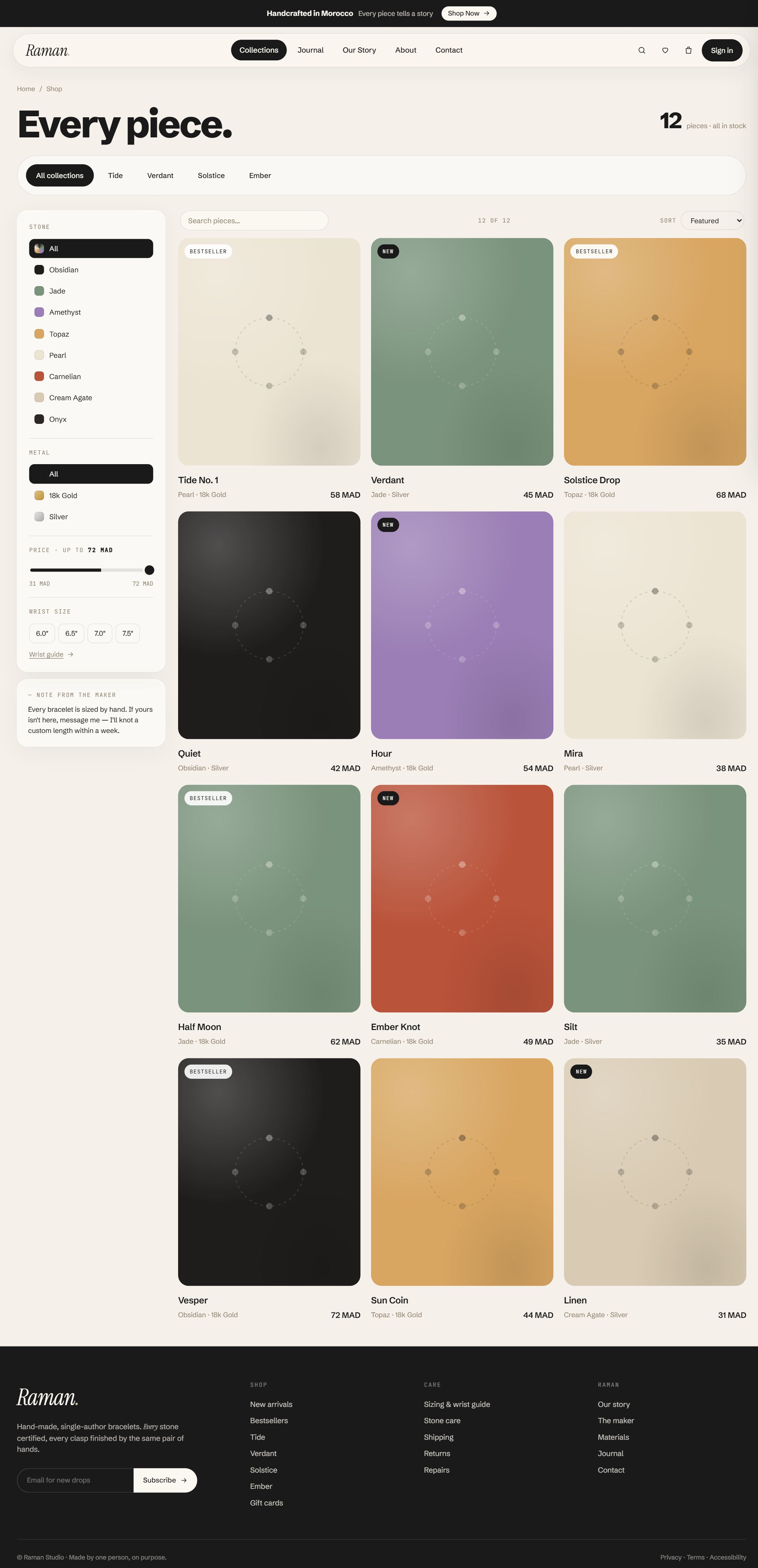 Raman — Catalog with live filtering